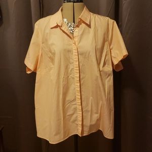 Land's End orange and white button down